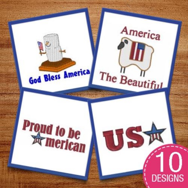 Picture of Patriotic Americana Embroidery Design Pack