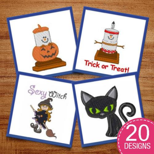 Picture of Spooky Halloween Decorations Embroidery Design Pack