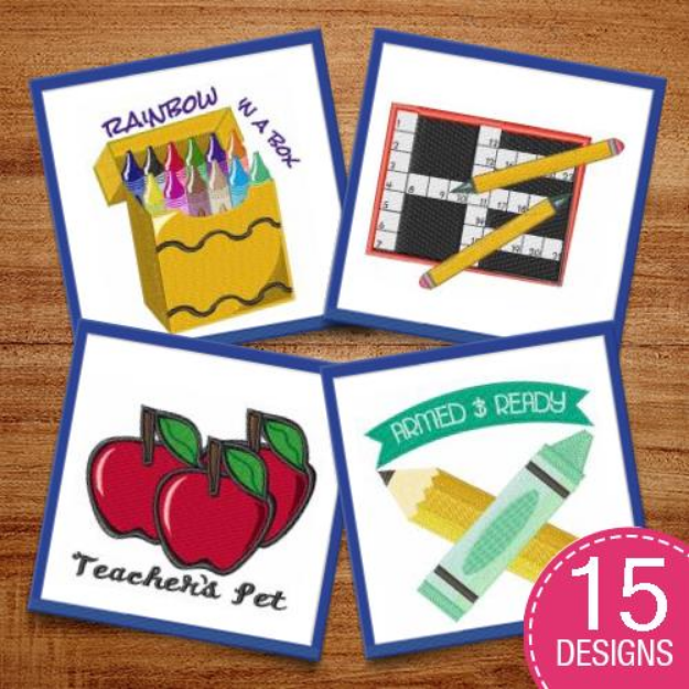 Picture of School Supplies Embroidery Design Pack