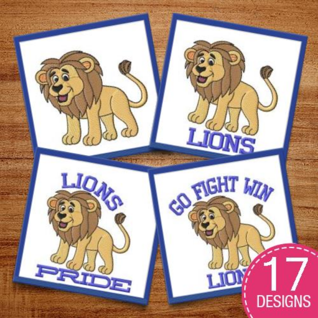 Picture of Lions (Cute) Embroidery Design Pack