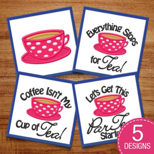 Picture of Teacup Embroidery Design Pack