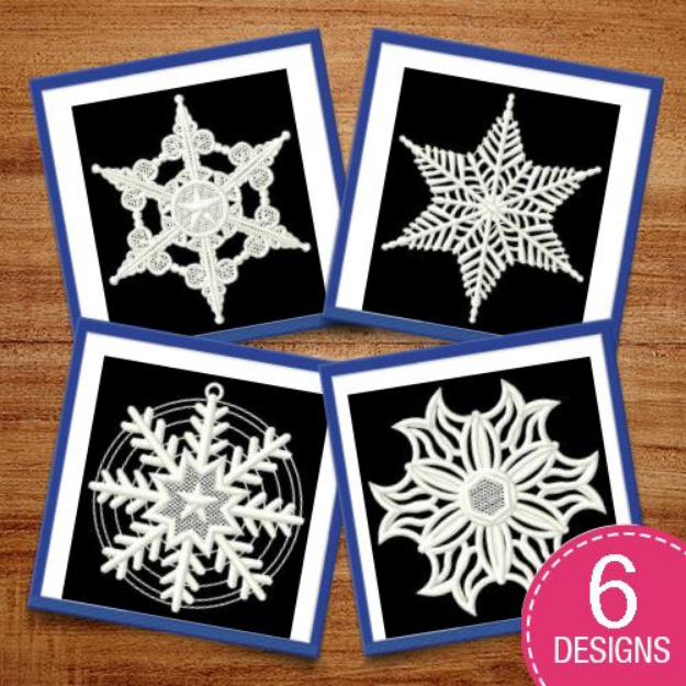 Picture of Beautiful FSL Snowflakes Embroidery Design Pack