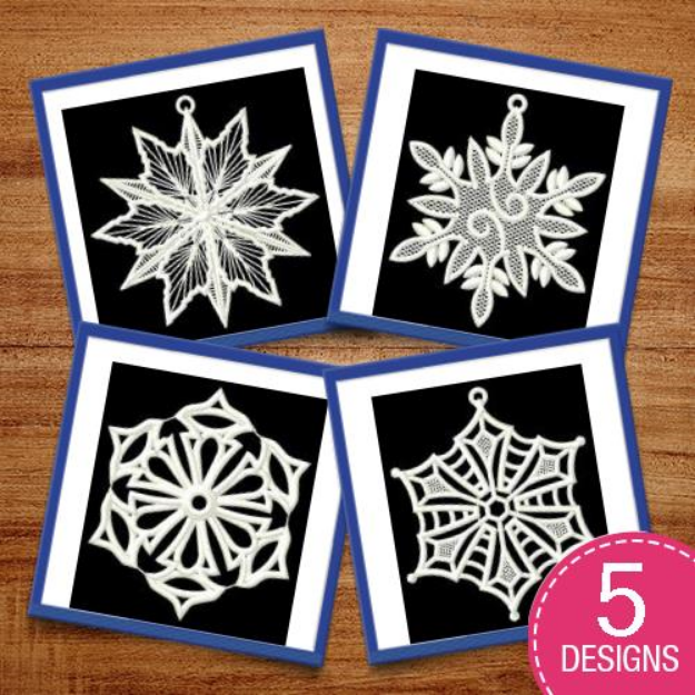 Picture of FSL Snowflake Ornaments Embroidery Design Pack