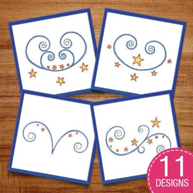 Picture of Swirly Stars Embroidery Design Pack