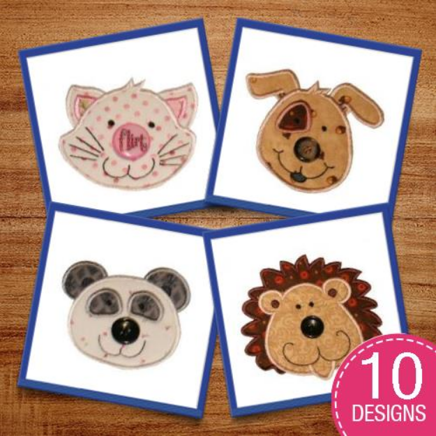 Picture of Button Nose Applique Embroidery Design Pack