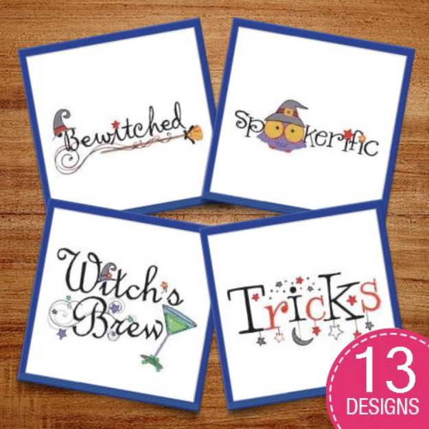 Picture of Halloween Sentiments Embroidery Design Pack