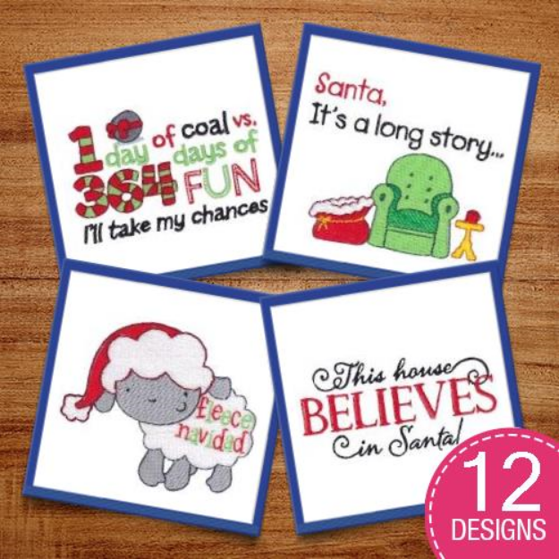 Picture of Christmas Sentiments Six Embroidery Design Pack