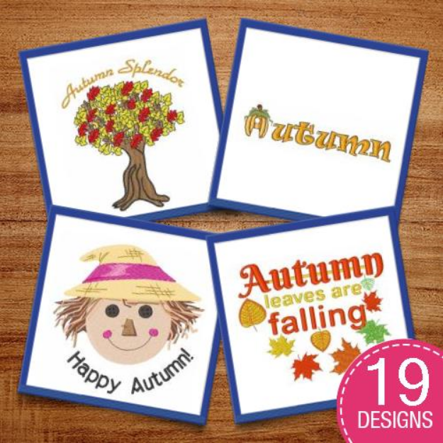 Picture of Fall Leaves Autumn Breeze Embroidery Design Pack