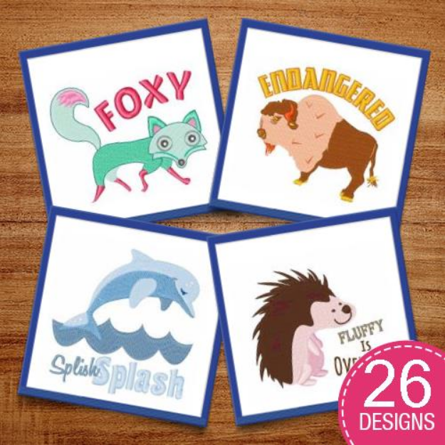 Picture of Humorous Cartoon Animal Embroidery Design Pack
