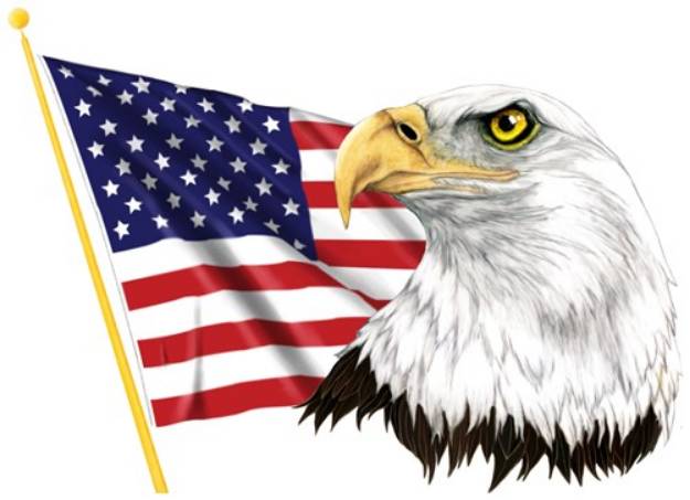 Picture of Bald Eagle with Flag SVG File