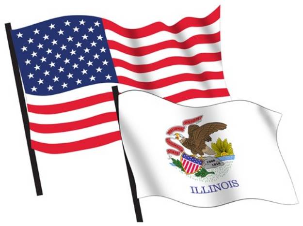 Picture of U. S. and Illinois Flags SVG File