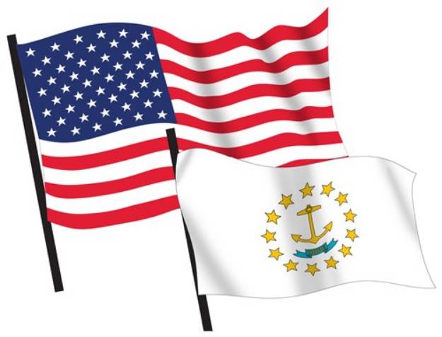 Picture of U. S. and Rhode Island Flags SVG File