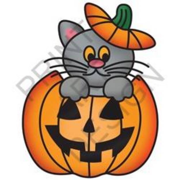 Picture of Kitten In Pumpkin SVG File