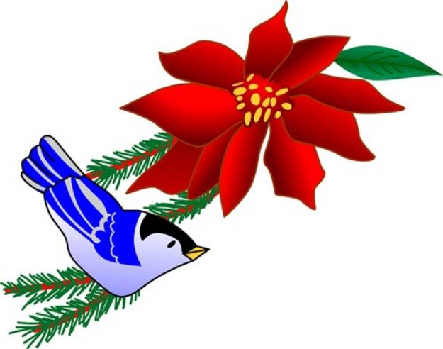 Picture of Poinsettia & Bluebird SVG File