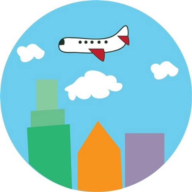 Picture of Plane Over City SVG File