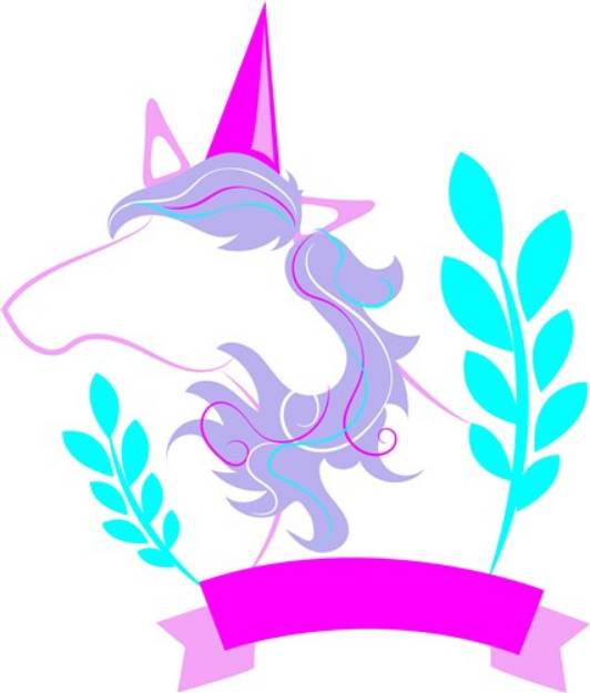 Picture of Unicorn Outline & Banner SVG File