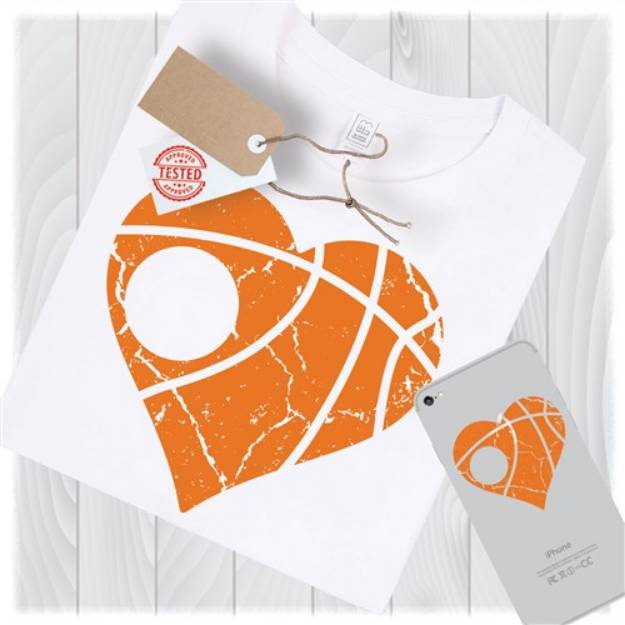 Picture of Distressed Basketball Heart SVG File