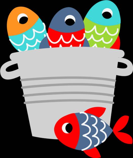Bucket full of fish Royalty Free Stock SVG Vector and Clip Art