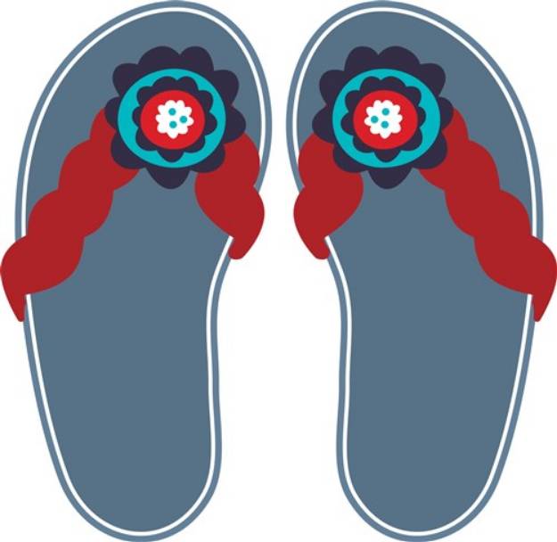 Picture of Blue Flower Flip Flops SVG File