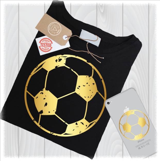 Picture of Gold Distressed Soccer Ball SVG Files SVG File