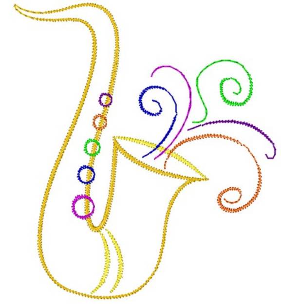 Picture of Saxophone Outline Machine Embroidery Design