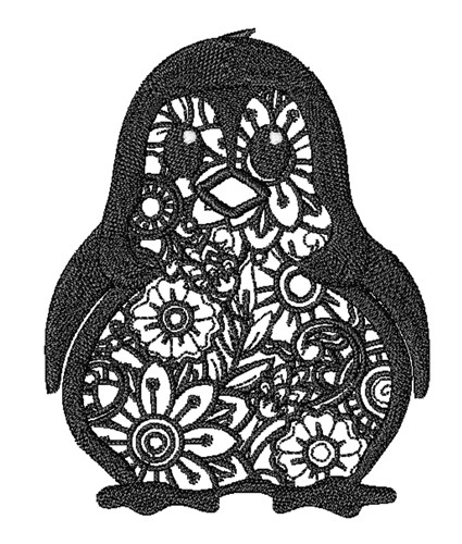 Floral Penguin Machine Embroidery Design