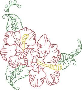 Picture of Hibiscus Flower Corner Outline Machine Embroidery Design