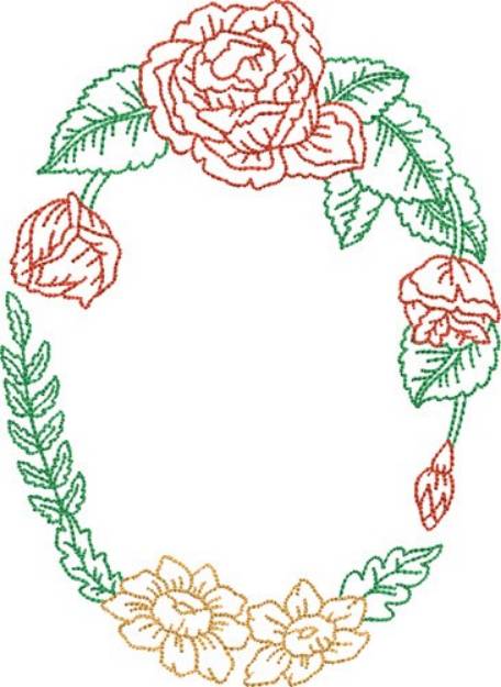 Picture of Oval Roses Machine Embroidery Design