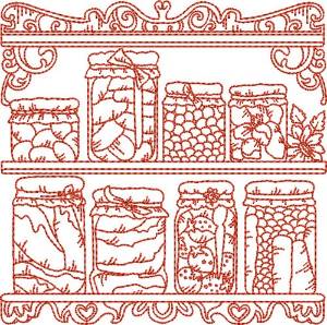 Picture of Kitchen Shelves Quilt Block Machine Embroidery Design