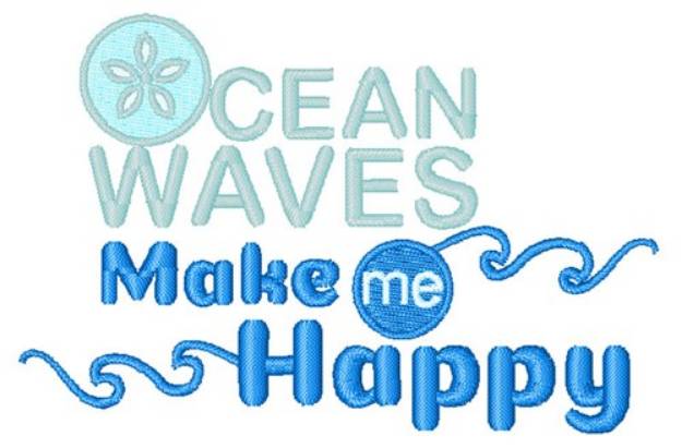 Picture of Waves Make Me Happy Machine Embroidery Design