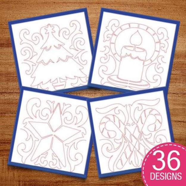Picture of Free Motion Holiday Quilt Blocks Embroidery Design Pack