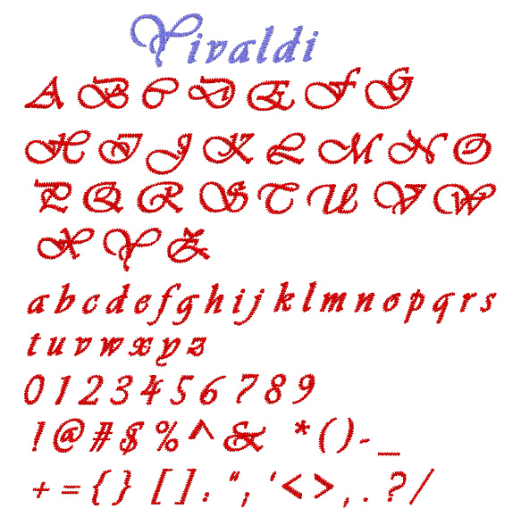 Vivaldi Embroidery Font | Home Format Fonts embroidery fonts by ...