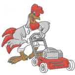 ROOSTER WITH MOWER Machine Embroidery Design