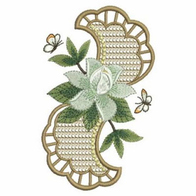 Picture of Butterfly Gardenia Machine Embroidery Design