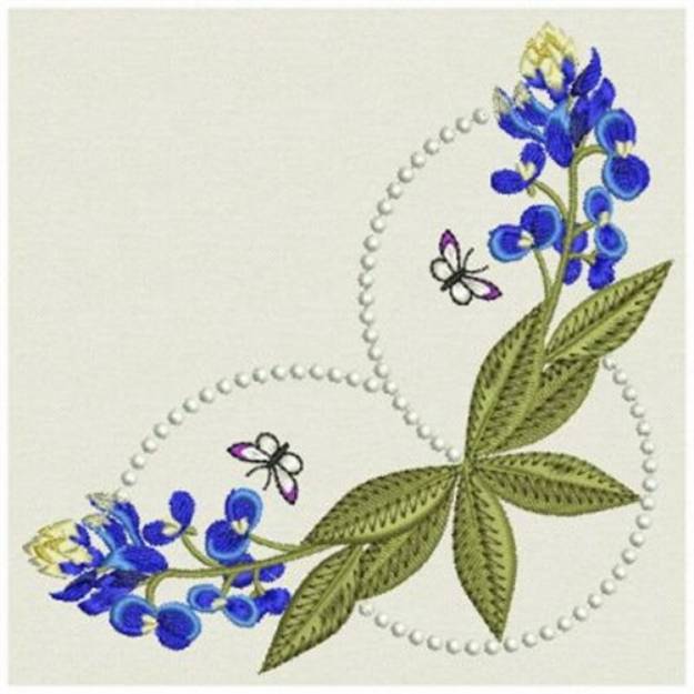 Picture of Butterfly Bluebonnet Corner Machine Embroidery Design