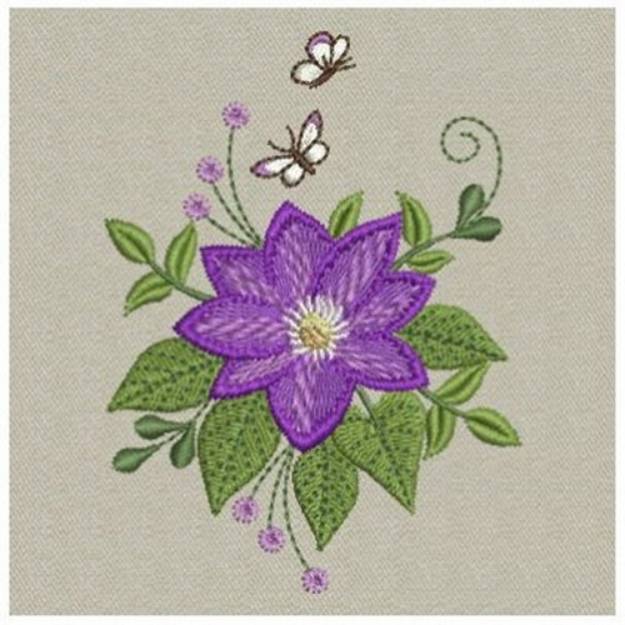 Picture of Clematis & Butterflies Machine Embroidery Design