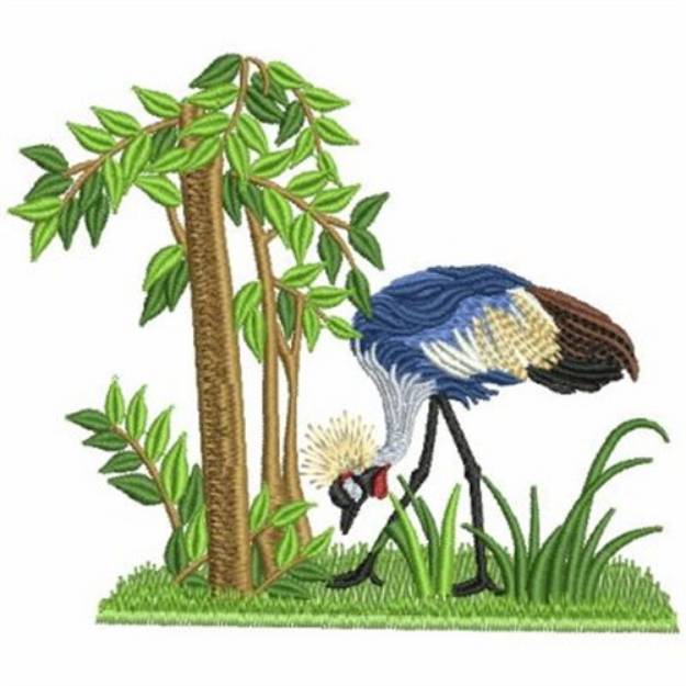 Picture of Feeding Crowned Crane Machine Embroidery Design