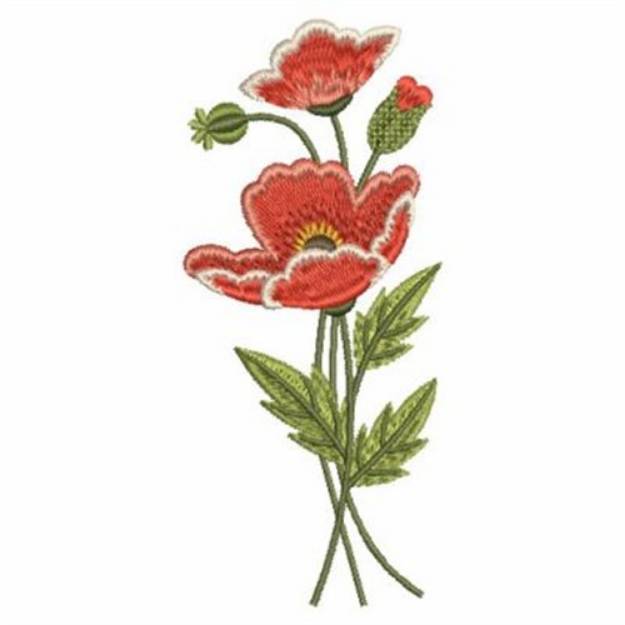 Red Poppy Flower Embroidery Design