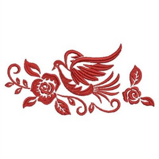 Picture of Dove In Roses Machine Embroidery Design