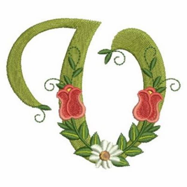 Picture of Rose Alphabet V Machine Embroidery Design