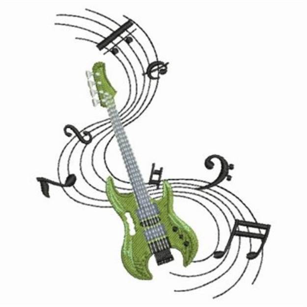 Picture of Music Notes Guitar Machine Embroidery Design