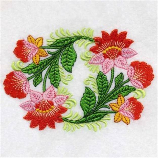 Picture of Jacobean Floral Oval Machine Embroidery Design