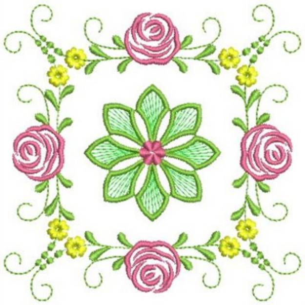 Vintage Rose Quilt Block Machine Embroidery Design | Embroidery Library ...