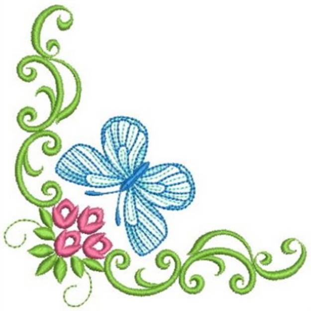 Picture of Heirloom Butterfly Corner Machine Embroidery Design