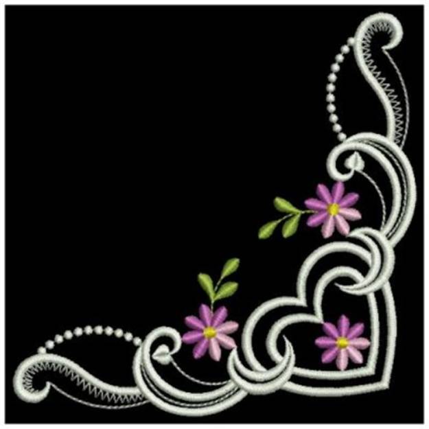 Picture of Floral Heart Corners Machine Embroidery Design