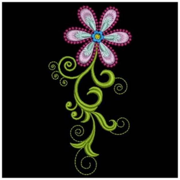 Picture of Colorful Floral Stem Machine Embroidery Design