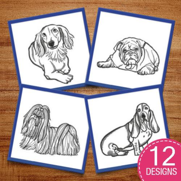 Picture of Dog Outlines Embroidery Design Pack