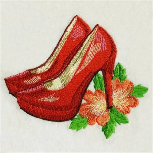 Picture of Red Platform Stilettos Machine Embroidery Design