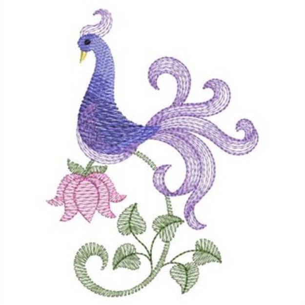 Picture of Vintage Jacobean Bird Machine Embroidery Design