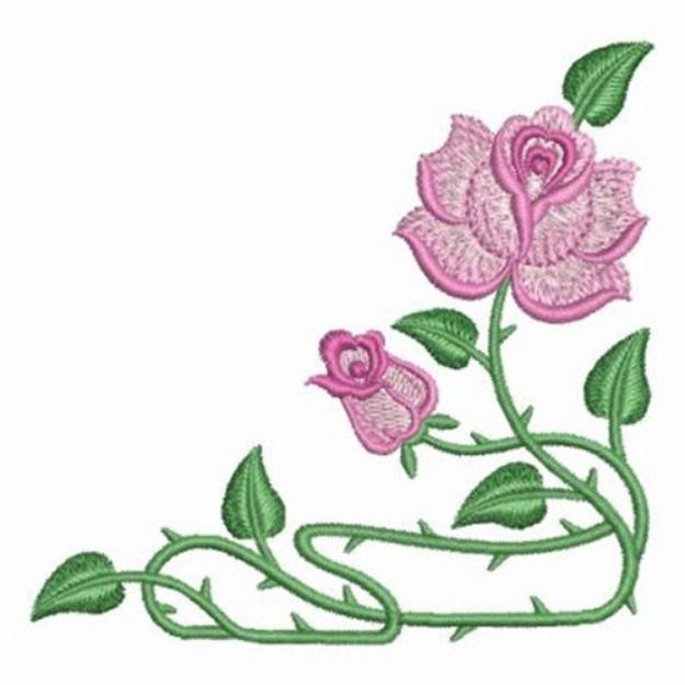 Art Nouveau Rose Corner Machine Embroidery Design | Embroidery Library ...